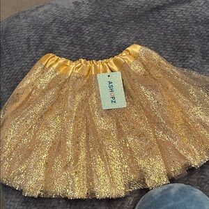 Gold Glitter Tutu Skirt dance small 3T girl